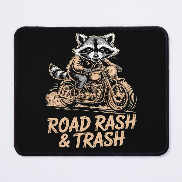 Item preview, raccoon biker - etching style - scratchboard art - crosshatch drawing - retro biker - classic motorcycle - ride dirty - wild and filthy - born to scavenge - trash talk tour - eat ride repeat designed and sold by JansenGS.