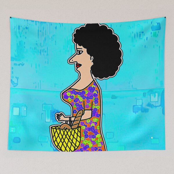 Item preview, "Stylized Woman with Floral Dress and Bread Basket" designed and sold by nighttime1990.