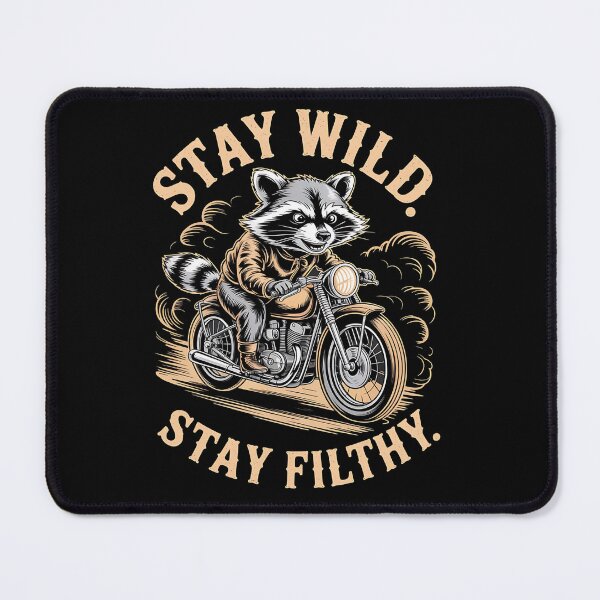 Item preview, raccoon biker - etching style - scratchboard art - crosshatch drawing - retro biker - classic motorcycle - ride dirty - wild and filthy - born to scavenge - trash talk tour - eat ride repeat designed and sold by JansenGS.