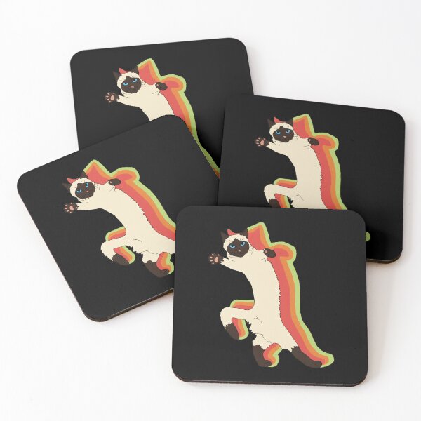 Item preview, Dancing Cat Retro Rainbow Outline Cartoon Illustration designed and sold by JEFDodsonArt.