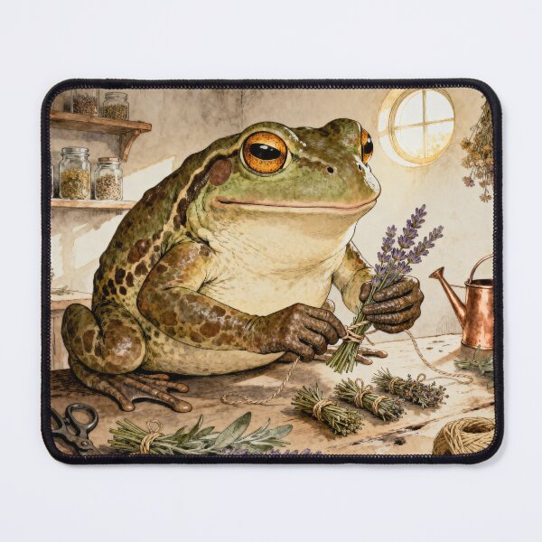 Item preview, Herb Drying Frog Art - Cottagecore Vintage Illustration designed and sold by PictorialWhimsy.