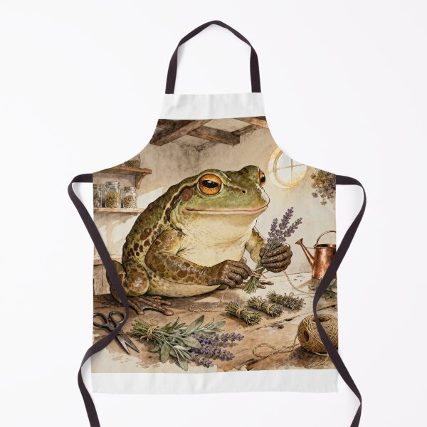 Item preview, Herb Drying Frog Art - Cottagecore Vintage Illustration designed and sold by PictorialWhimsy.