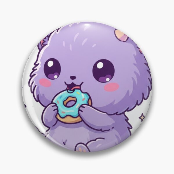 Item preview, Cute Kawaii Purple Monster Eating Donut Sticker designed and sold by Irinastefania.