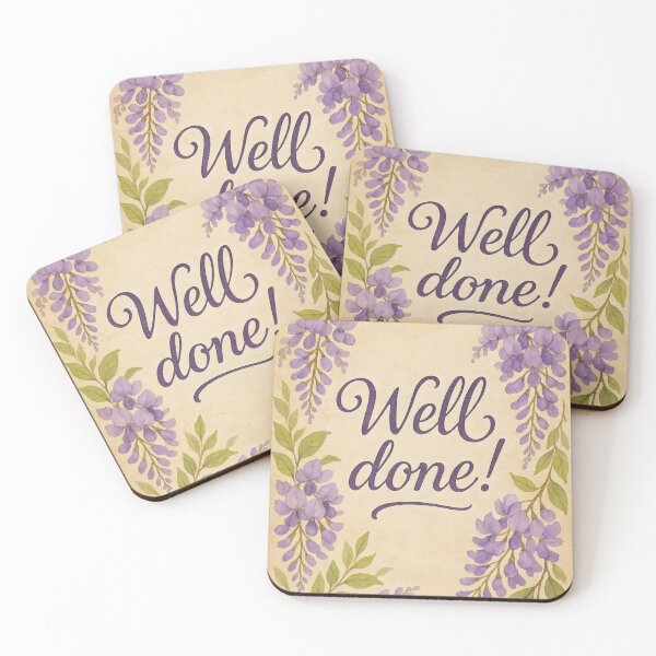 Item preview, Well Done! – Wisteria Watercolor Border on Vintage Paper designed and sold by EmeraldeaArt.