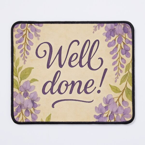 Item preview, Well Done! – Wisteria Watercolor Border on Vintage Paper designed and sold by EmeraldeaArt.