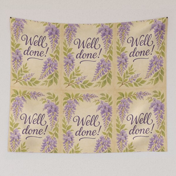 Item preview, Well Done! – Wisteria Watercolor Border on Vintage Paper designed and sold by EmeraldeaArt.