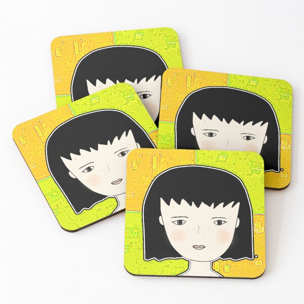 Item preview, "Stylized Portrait with Freckles and Abstract Background" designed and sold by nighttime1990.