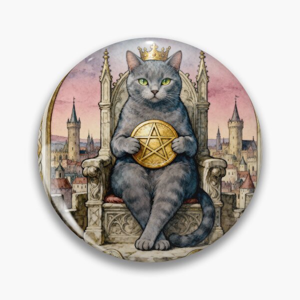 Item preview, Four of Pentacles Cat Tarot Card Vintage Art designed and sold by PictorialWhimsy.