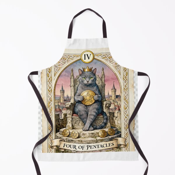 Item preview, Four of Pentacles Cat Tarot Card Vintage Art designed and sold by PictorialWhimsy.