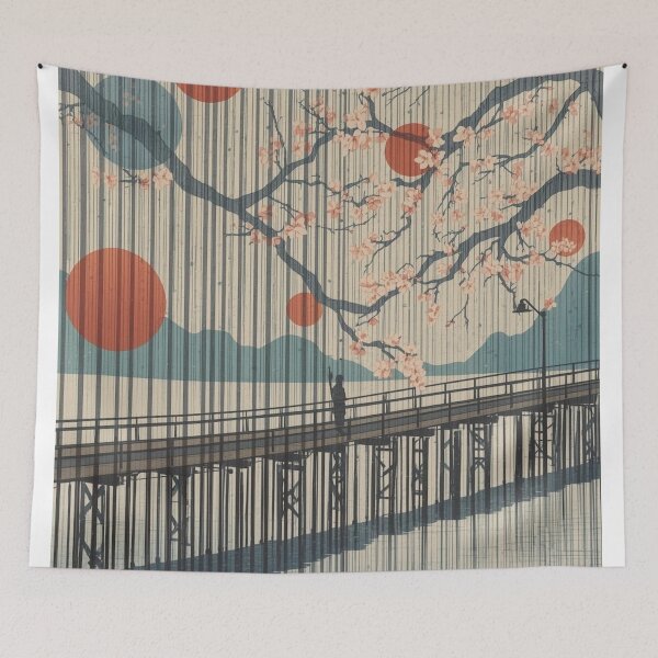 Item preview, Abstract Rain and Blossoms Ukiyo‑E Inspired Minimalist Art designed and sold by Vandy Fullam.