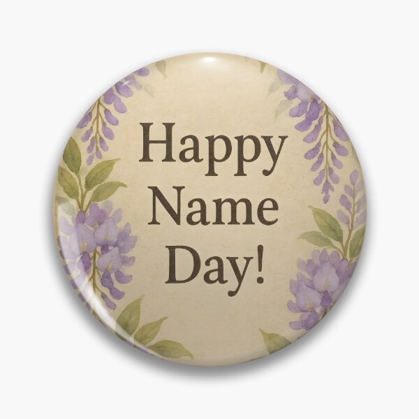 Item preview, Happy Name Day – Purple Wisteria Wishes on Aged Paper designed and sold by EmeraldeaArt.