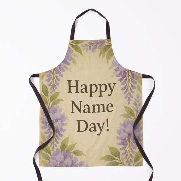 Item preview, Happy Name Day – Purple Wisteria Wishes on Aged Paper designed and sold by EmeraldeaArt.