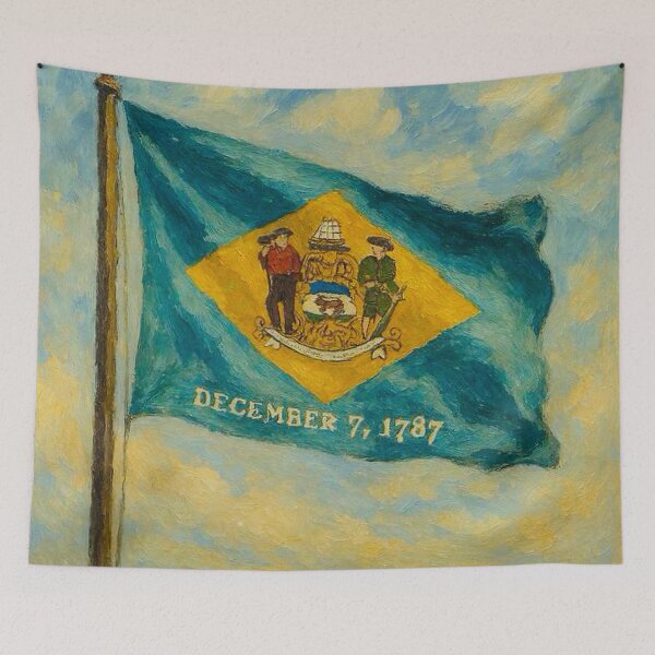 Item preview, Delaware State Flag designed and sold by TinCatOutPost.