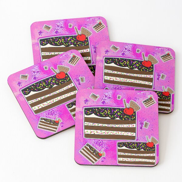 Item preview, "Chocolate Layer Cake Slices with Cherries and Sprinkles" designed and sold by nighttime1990.