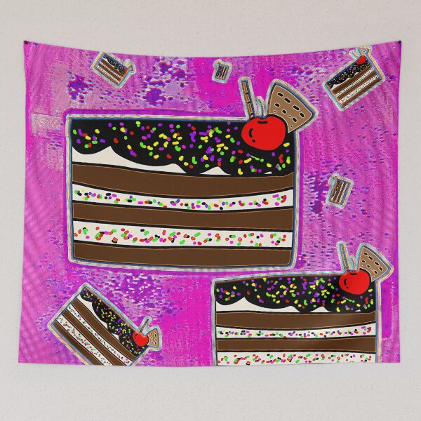 Item preview, "Chocolate Layer Cake Slices with Cherries and Sprinkles" designed and sold by nighttime1990.