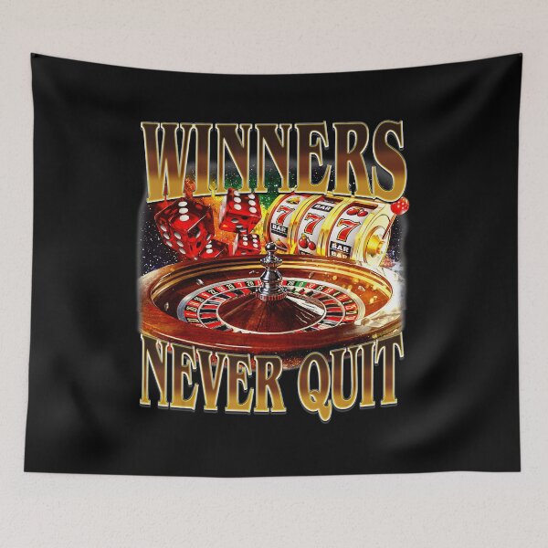 Item preview, Winners Never Quit Funny Gambling Bootleg Retro Gambler Meme  designed and sold by tadmercado.