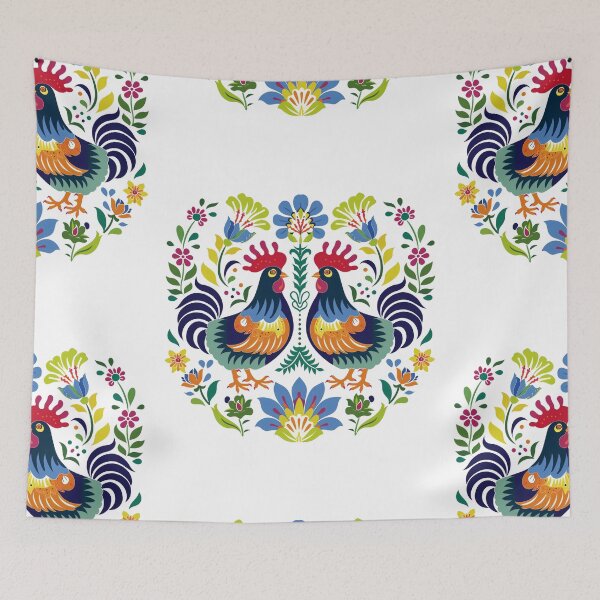 Item preview, Polish Flowers Rooster| Wycinanki | Folklore | Folk Art Blue designed and sold by xiao xuans.