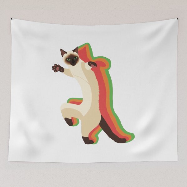 Item preview, Dancing Cat Retro Rainbow Outline Cartoon Illustration designed and sold by JEFDodsonArt.