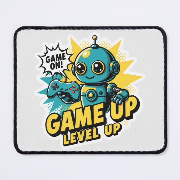 Item preview, Level Up Gamer Robot in Teal designed and sold by SplashTastic.