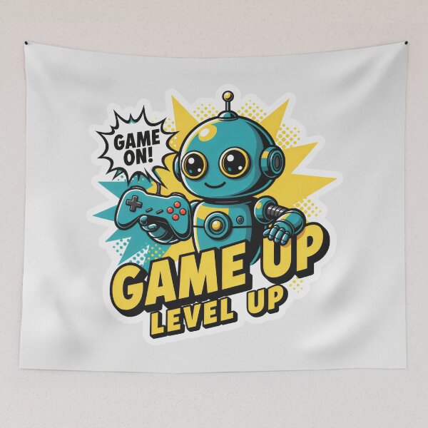 Item preview, Level Up Gamer Robot in Teal designed and sold by SplashTastic.