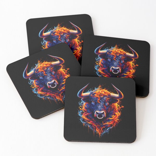 Item preview, Fire & Ice Bull – Powerful Taurus Farm Animal Wall Art designed and sold by LaylaJasmine.
