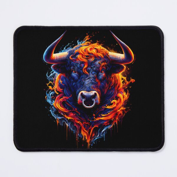 Item preview, Fire & Ice Bull – Powerful Taurus Farm Animal Wall Art designed and sold by LaylaJasmine.