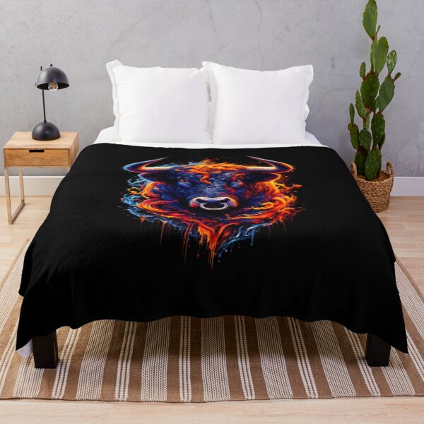 Item preview, Fire & Ice Bull – Powerful Taurus Farm Animal Wall Art designed and sold by LaylaJasmine.