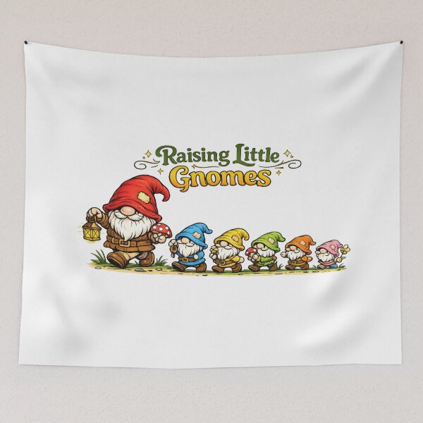 Item preview, Raising Little Gnomes – Whimsical Gnome Family Illustration designed and sold by Moriarty's Digital Visions.