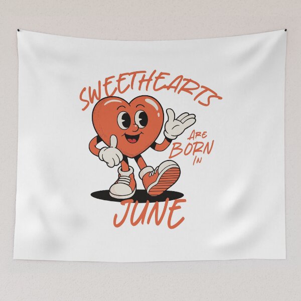 Item preview, Sweethearts Are Born in June – Cute Retro Heart Birthday Design designed and sold by TipTop GFX.