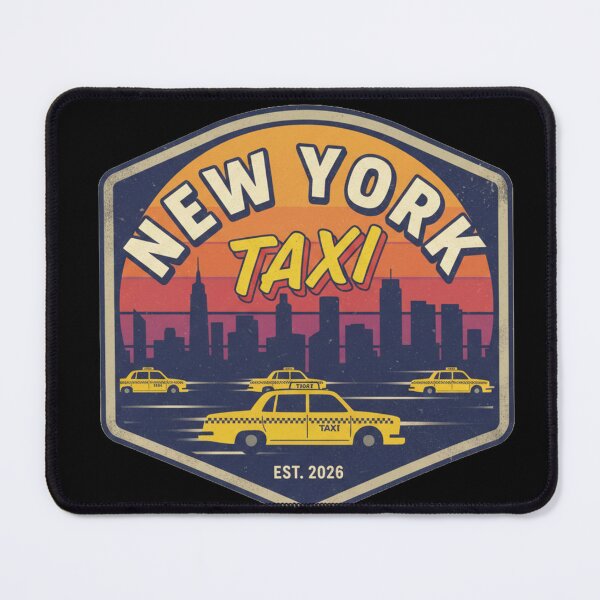 Item preview, Vintage New York City Taxi - Retro 80s Skyline Sunset Badge designed and sold by TSE DESIGN.