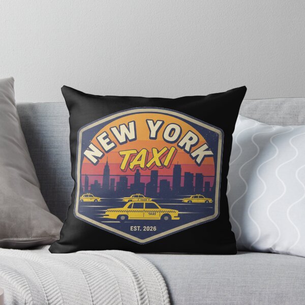 Item preview, Vintage New York City Taxi - Retro 80s Skyline Sunset Badge designed and sold by TSE DESIGN.