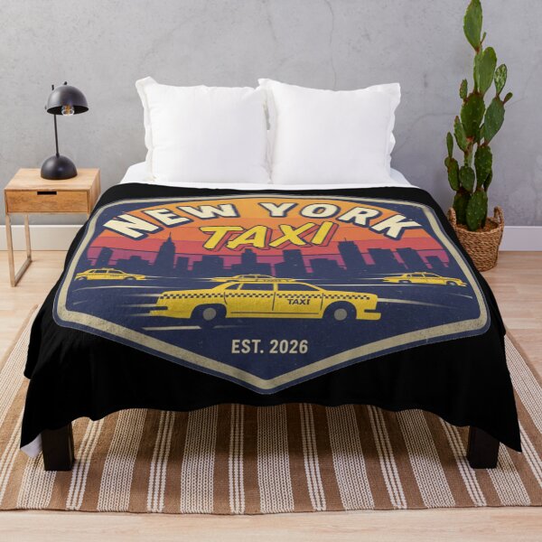 Item preview, Vintage New York City Taxi - Retro 80s Skyline Sunset Badge designed and sold by TSE DESIGN.
