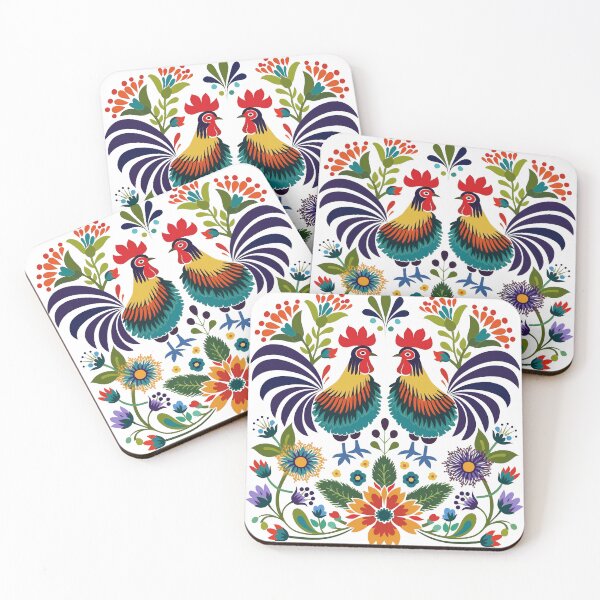 Item preview, Polish Flowers Rooster| Wycinanki | Folklore | Folk Art Blue designed and sold by xiao xuans.