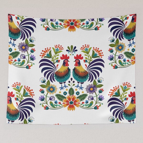 Item preview, Polish Flowers Rooster| Wycinanki | Folklore | Folk Art Blue designed and sold by xiao xuans.
