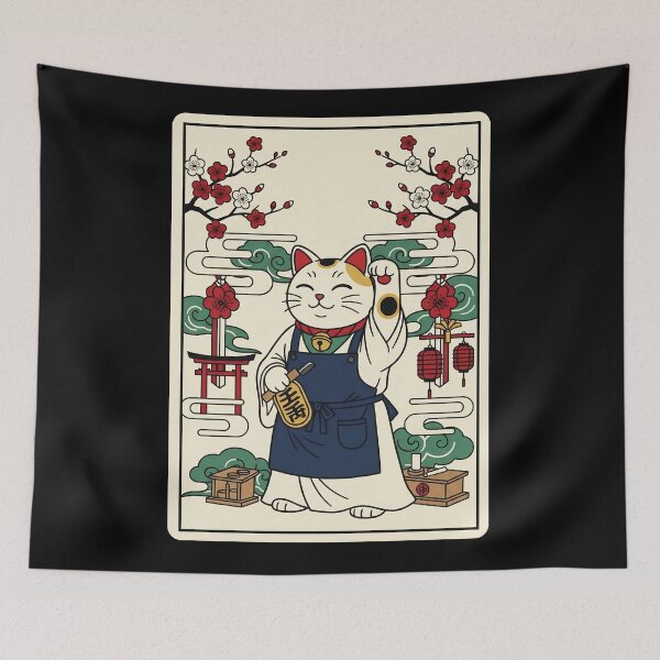 Item preview, Maneki Neko Lucky Cat Vintage Japanese Kimono  designed and sold by JordynLadukeg65.