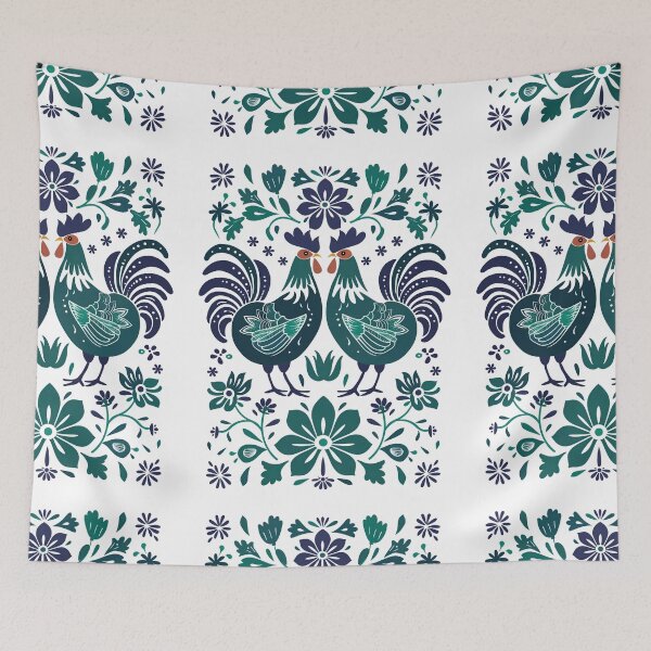 Item preview, Polish Flowers Rooster| Wycinanki | Folklore | Folk Art Blue designed and sold by xiao xuans.