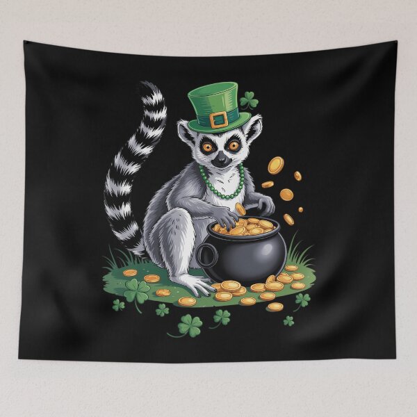 Item preview, St Patrick_s Day Lemur Leprechaun Hat Pot of Gold designed and sold by comptorasunfia.