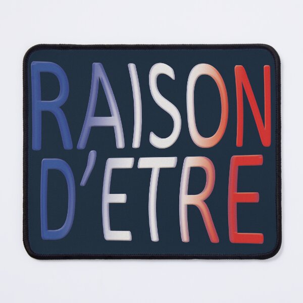 Item preview, “REASON FOR BEING” – French typography in blue, white, and red designed and sold by Alan-David.