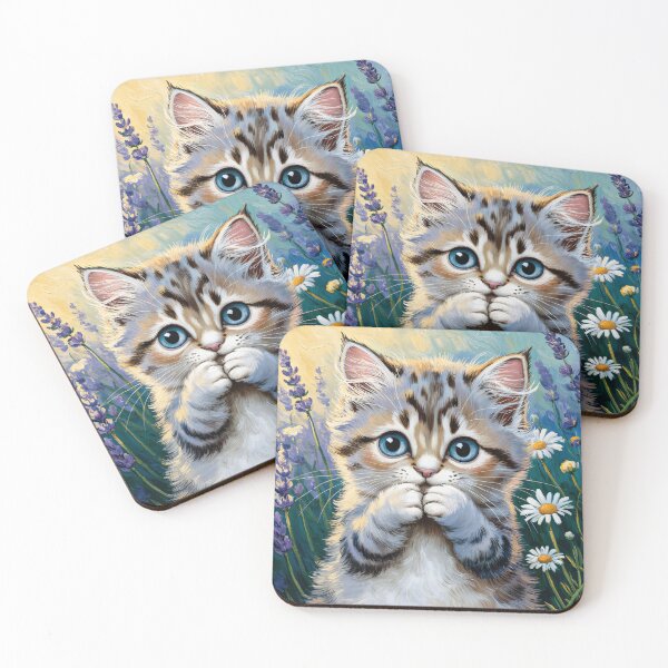 Item preview, A shy little cat in a flowerfield designed and sold by clarazen.