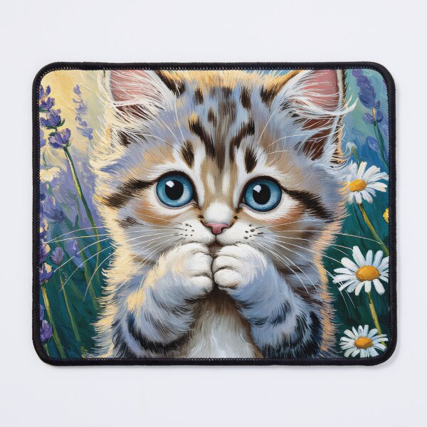 Item preview, A shy little cat in a flowerfield designed and sold by clarazen.