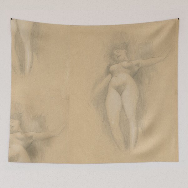 Item preview, Schwebende Vor Dunklem Hintergrund by Gustav Klimt: Sensuous Nude Study Poster designed and sold by artofuniverse.