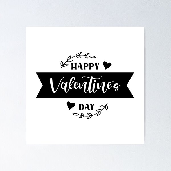 Item preview, Happy Valentine’s Day Minimal Black & White Typography designed and sold by M.Store.