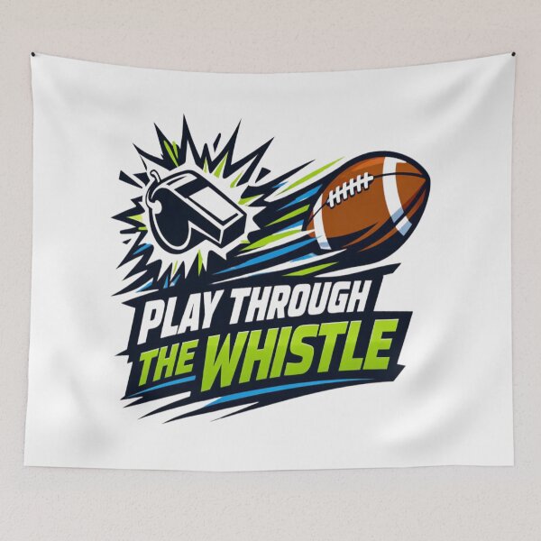 Item preview, Play Through the Whistle – Motivational Football Quote T-Shirt designed and sold by RMTrendy.