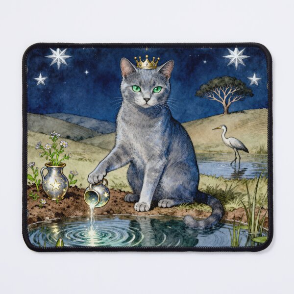 Item preview, The Star Cat Tarot Card - Vintage Mystical Art designed and sold by PictorialWhimsy.