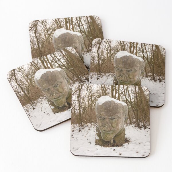 Item preview, Abandoned Lenin bust in the snow – Lost Place Urbex winter photography in the forest designed and sold by MarkusUrbex.