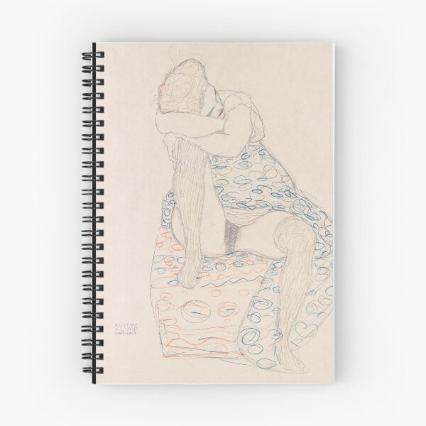 Item preview, Seated Figure With Gathered Up Skirt by Gustav Klimt: Minimalist Nude Poster designed and sold by artofuniverse.