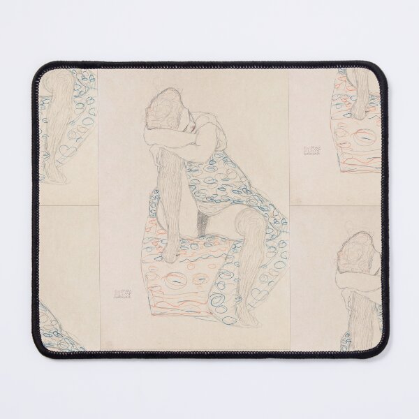 Item preview, Seated Figure With Gathered Up Skirt by Gustav Klimt: Minimalist Nude Poster designed and sold by artofuniverse.