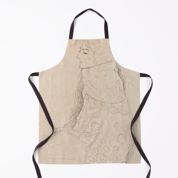 Item preview, Seated Lady With Ornamented Cape in Profile From the Left by Gustav Klimt: Vienna Secession Line Art designed and sold by artofuniverse.