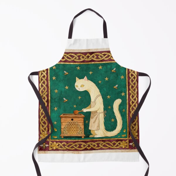 Item preview, Cream Cat Beekeeper Medieval Art designed and sold by PictorialWhimsy.