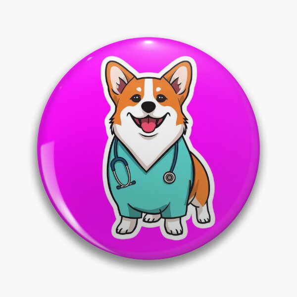 Item preview, Cute Corgi Nurse Wearing Blue Medical Scrubs designed and sold by Canine Cosmos.